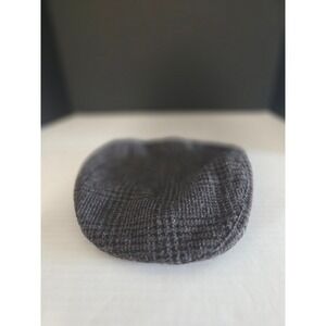 Lake of the Isles Mens Grey Brown Plaid 100% Wool Flat Cap Ivy Hat Size Medium